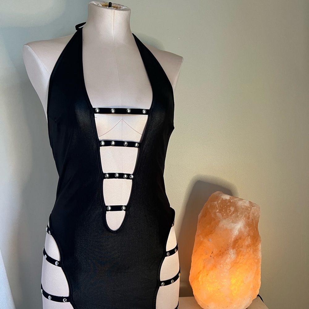 Black Halter Cut-Out Dress